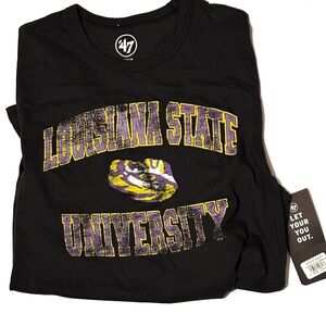 47 Brand LSU Black Tee with Purple and Gold Design